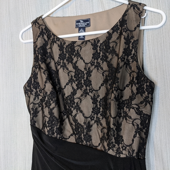 American Living Black and Nude Dress w/ Lace Overlay On Bodice In Women's Size 4 - Picture 6 of 6